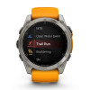 Garmin Fenix 8 Sapphire Amoled 51 мм – Титановый корпус, оранжевый/графитовый силиконовый ремешок