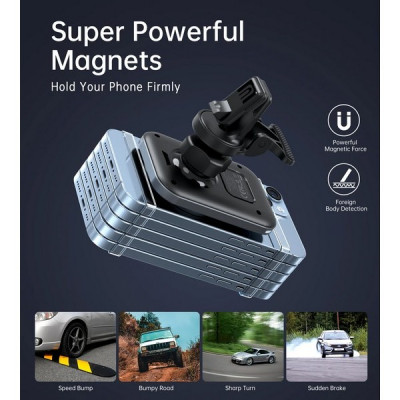 Автомобильное беспроводное зарядное устройство Choetech Air Vent Magnetic Phone Car Mount Holder 15W (T206-F-ACBK)