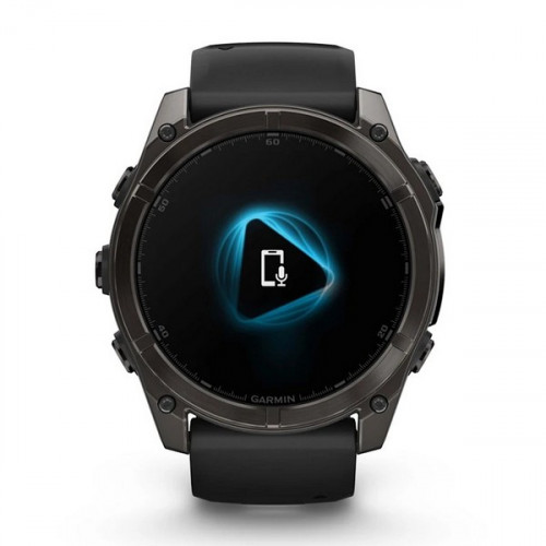 Garmin Fenix 8 Sapphire Amoled 51 мм – Титановый корпус DLC Carbon Gray, черный/серый силиконовый ремешок