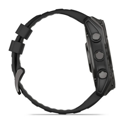 Garmin Fenix 8 Sapphire Amoled 51 мм – Титановый корпус DLC Carbon Gray, черный/серый силиконовый ремешок