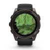 Garmin Fenix 8 Sapphire Amoled 51 мм – Титановый корпус DLC Carbon Gray, черный/серый силиконовый ремешок