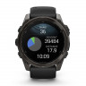 Garmin Fenix 8 Sapphire Amoled 51 мм – Титановый корпус DLC Carbon Gray, черный/серый силиконовый ремешок