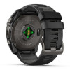 Garmin Fenix 8 Sapphire Amoled 51 мм – Титановый корпус DLC Carbon Gray, черный/серый силиконовый ремешок