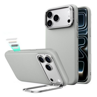 Чехол ESR Atelier Silicone Leather Kickstand Magnetic для iPhone 18 Pro Max / 17 Pro Max (Light Gray)