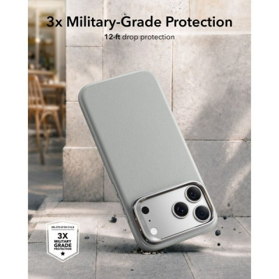 Чехол ESR Atelier Silicone Leather Kickstand Magnetic для iPhone 18 Pro Max / 17 Pro Max (Light Gray)