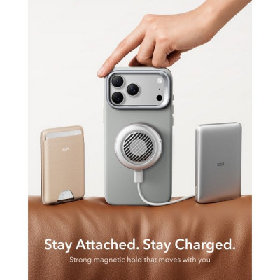 Чехол ESR Atelier Silicone Leather Kickstand Magnetic для iPhone 18 Pro Max / 17 Pro Max (Light Gray)