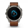 Garmin Fenix 8 Sapphire Amoled 51 мм – Титановый , коричневый кожаный и графитовый силиконовый ремешок