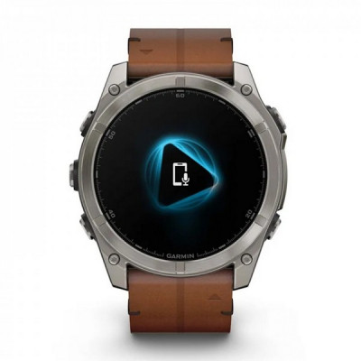 Garmin Fenix 8 Sapphire Amoled 51 мм – Титановый , коричневый кожаный и графитовый силиконовый ремешок