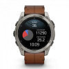 Garmin Fenix 8 Sapphire Amoled 51 мм – Титановый , коричневый кожаный и графитовый силиконовый ремешок