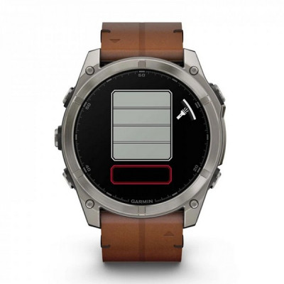 Garmin Fenix 8 Sapphire Amoled 51 мм – Титановый , коричневый кожаный и графитовый силиконовый ремешок