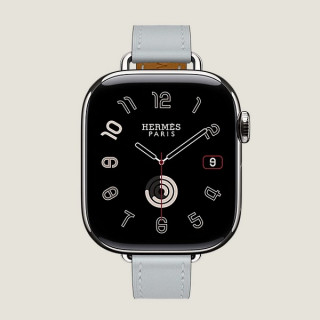 Apple Watch Series 11 Hermes 42 mm Attelage Single Tour Bleu Glacier