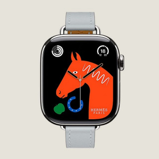 Apple Watch Series 11 Hermes 42 mm Attelage Single Tour Bleu Glacier