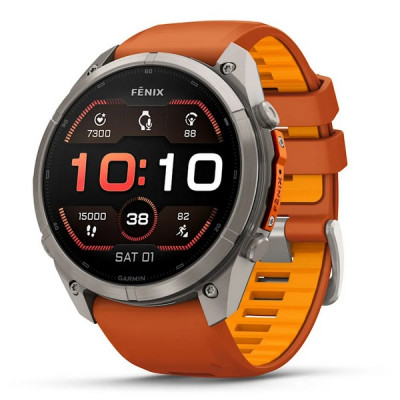 Garmin Fenix 9 Pro 51 мм Titanium with Autumn Orange/Spark Orange Silicone Band (010-04337-05)