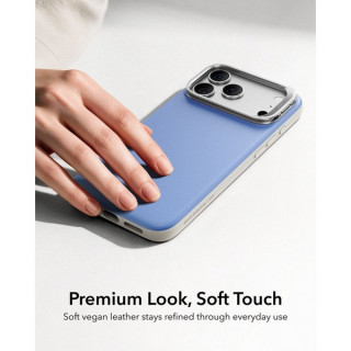 Чехол ESR Atelier Silicone Leather Kickstand Magnetic для iPhone 18 Pro / 17 Pro (Misty Blue)