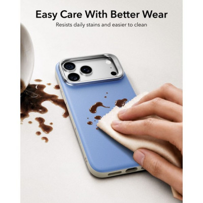 Чехол ESR Atelier Silicone Leather Kickstand Magnetic для iPhone 18 Pro / 17 Pro (Misty Blue)