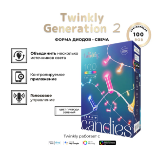 Умная гирлянда Twinkly Candies Candles RGB 100 (TWKC100RGB-G)