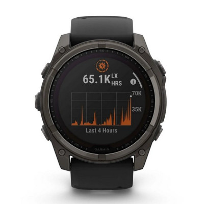 Garmin Fenix 8 Solar Sapphire 51 мм – Титановый DLC, черно-серый ремешок