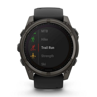 Garmin Fenix 8 Solar Sapphire 51 мм – Титановый DLC, черно-серый ремешок