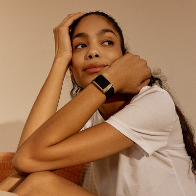 Плетеный ремешок для Whoop MG SuperKnit Luxe Band​ (Obsidian with Gold)