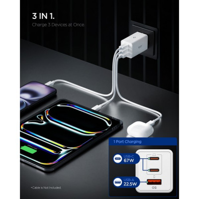 Сетевое зарядное устройство Spigen Essential Wall Charger 67W (ACH08710) White