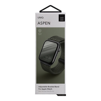 Ремешок Uniq Aspen Strap Braided для Apple Watch 38/40/41 мм (40MM-ASPGRN) зеленый