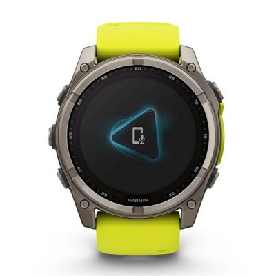 Garmin Fenix 8 Solar Sapphire 51 мм – Титановый, желтый/графитовый силиконовый ремешок