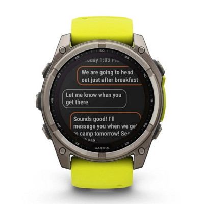 Garmin Fenix 8 Solar Sapphire 51 мм – Титановый, желтый/графитовый силиконовый ремешок