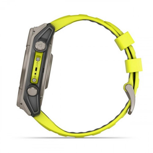 Garmin Fenix 8 Solar Sapphire 51 мм – Титановый, желтый/графитовый силиконовый ремешок