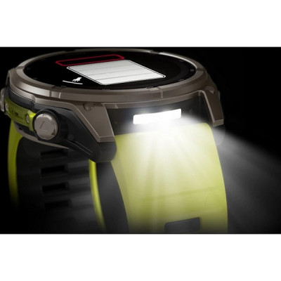 Garmin Fenix 8 Solar Sapphire 51 мм – Титановый, желтый/графитовый силиконовый ремешок