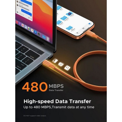 Кабель Ugreen L502 USB-C - USB-C PD Fast Charging Braided Cable 5A 1 м (95493) Orange