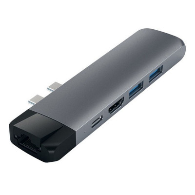 USB-хаб Satechi Aluminum Type-C Pro Hub with Ethernet для MacBook Air (2018-2020), MacBook Pro (2018-2020) серый космос (ST-TCPHEM)