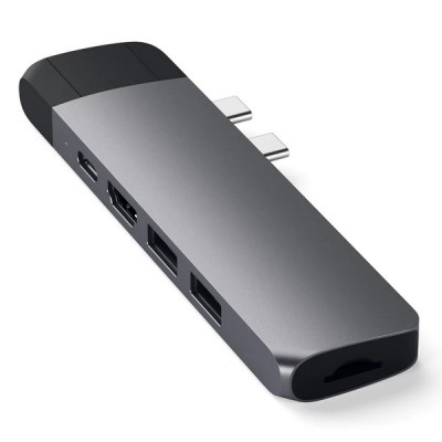 USB-хаб Satechi Aluminum Type-C Pro Hub with Ethernet для MacBook Air (2018-2020), MacBook Pro (2018-2020) серый космос (ST-TCPHEM)