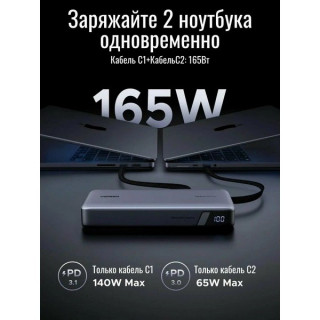 Внешний аккумулятор Ugreen PB552 25000 mAh Power Bank 165W (55995B) серый космос