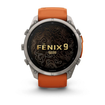 Garmin Fenix 9 Pro 51 мм inReach Titanium with Autumn Orange/Spark Orange Silicone Band (010-04337-00)
