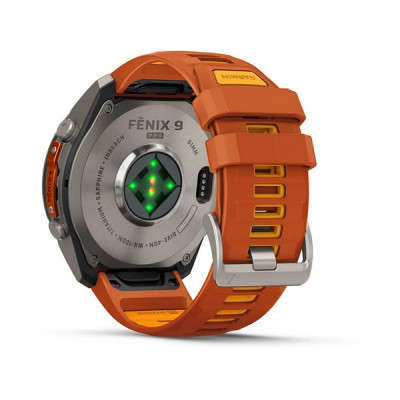Garmin Fenix 9 Pro 51 мм inReach Titanium with Autumn Orange/Spark Orange Silicone Band (010-04337-00)