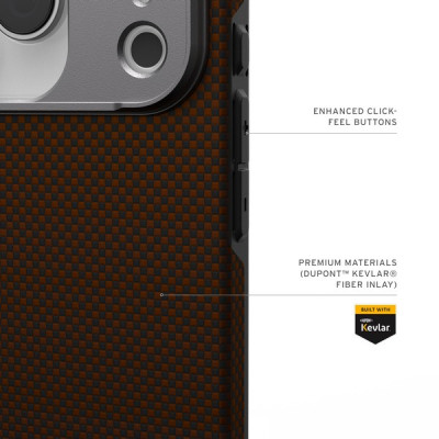 Чехол UAG Fibr Armr Kevlar MagFit для iPhone 18 Pro/17 Pro 6.3" (114555119732) Solar Flare/Charcoal