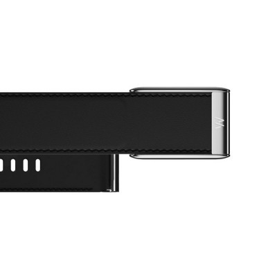 Кожаный люксовый ремешок для Whoop 5.0 LeatherLuxe Straight Band Black/Cream with Titanium