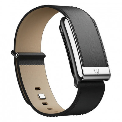 Кожаный люксовый ремешок для Whoop 5.0 LeatherLuxe Straight Band Black/Cream with Titanium