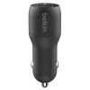 Автомобильное зарядное устройство Belkin 2 USB-A, 24W, кабель USB-A-LTG 1m, черный (CCD001bt1MBK)