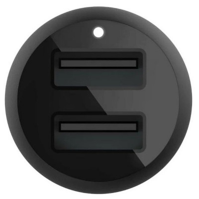 Автомобильное зарядное устройство Belkin 2 USB-A, 24W, кабель USB-A-LTG 1m, черный (CCD001bt1MBK)