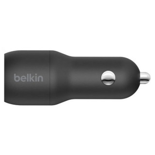 Автомобильное зарядное устройство Belkin 2 USB-A, 24W, кабель USB-A-LTG 1m, черный (CCD001bt1MBK)