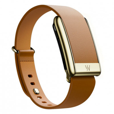 Кожаный люксовый ремешок для Whoop 5.0 LeatherLuxe Tapered Band Camel with Gold