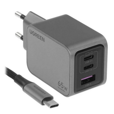 Сетевое зарядное устройство Ugreen X755 Nexode Pro 65W 3-Port GaN (25871) серый
