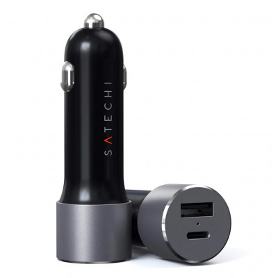 Автомобильное зарядное устройство Satechi Type-C PD 72W Car Charger ST-TCPDCCM, серый космос
