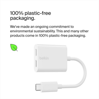 Адаптер Belkin RockStar USB Type-C для аудио и зарядки (F7U081btWH) White