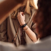 Кожаный люксовый ремешок для Whoop 5.0 LeatherLuxe Tapered Band Black with Titanium