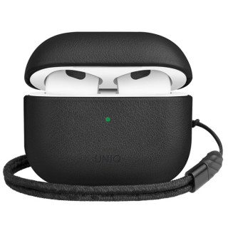 Чехол Uniq Terra Genuine Leather with wrist strap (AIRPODS(2021)-TERBLK) для AirPods 3, черный
