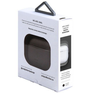 Чехол Uniq Terra Genuine Leather with wrist strap (AIRPODS(2021)-TERBLK) для AirPods 3, черный