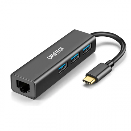 USB-концентратор Choetech 4 в 1 (хаб) 3 x USB 3.0, RJ45 (HUB-U02) черный