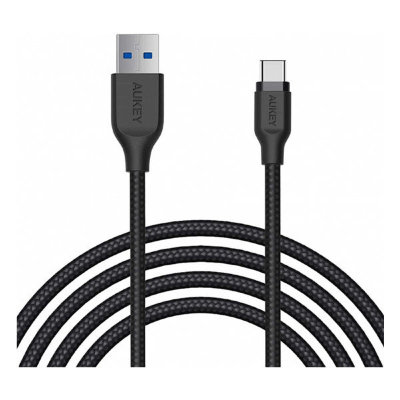 Кабель Aukey Braided Nylon CB-AC2 2М USB-C to USB-A 3.1 (Черный)